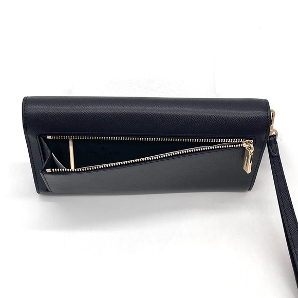 Kate Spade Madison Trifold Travel Wallet Wristlet Black - Picture 4 of 8